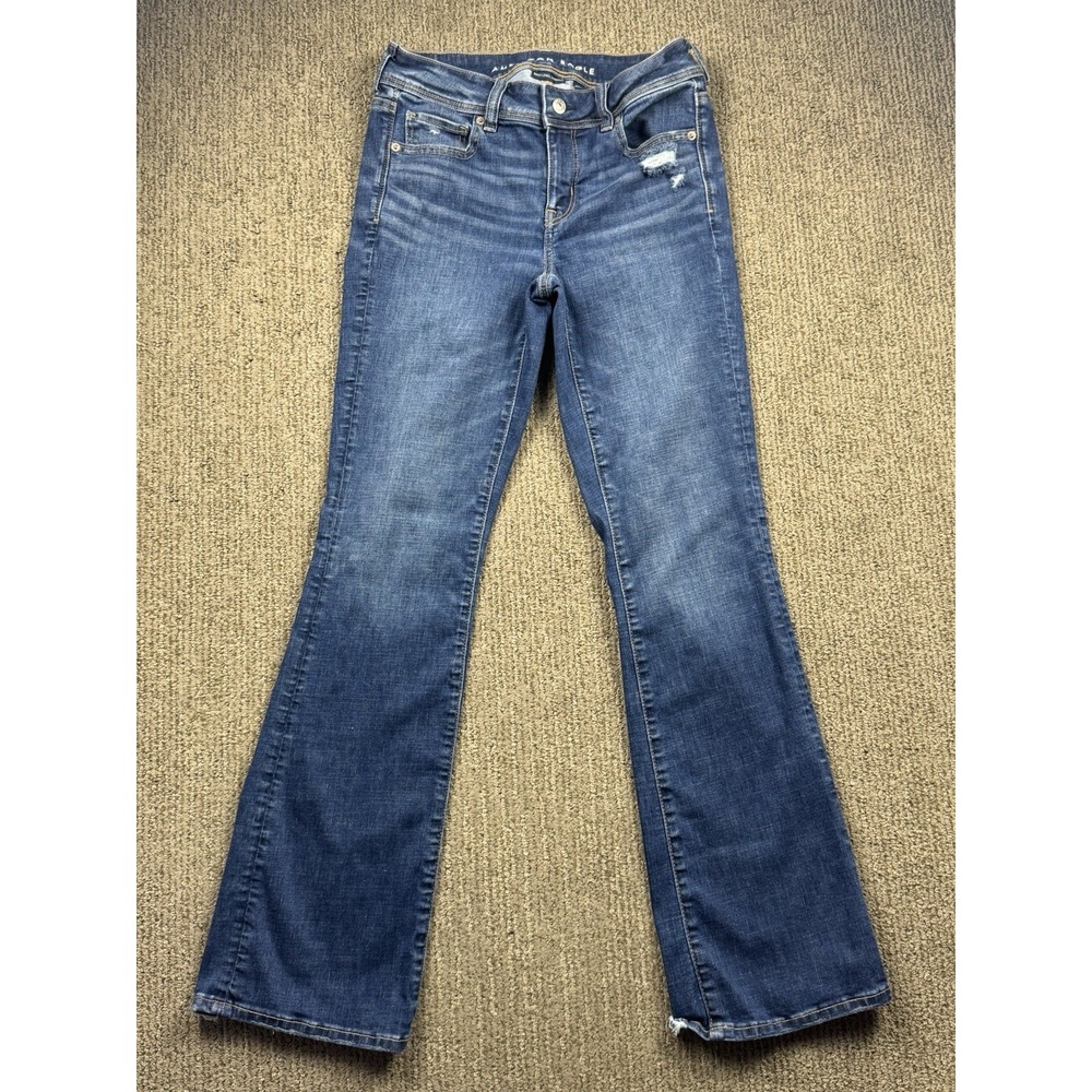 American Eagle Womens 4 Reg Kick Boot Jeans Stretch Denim Dark Wash